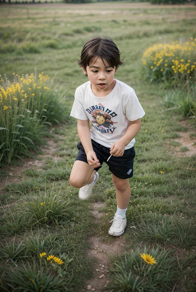 Create a Disney Pixar-style image of a 13-year-old boy whose feet transform into the feet of a wolf boy and gradually transform