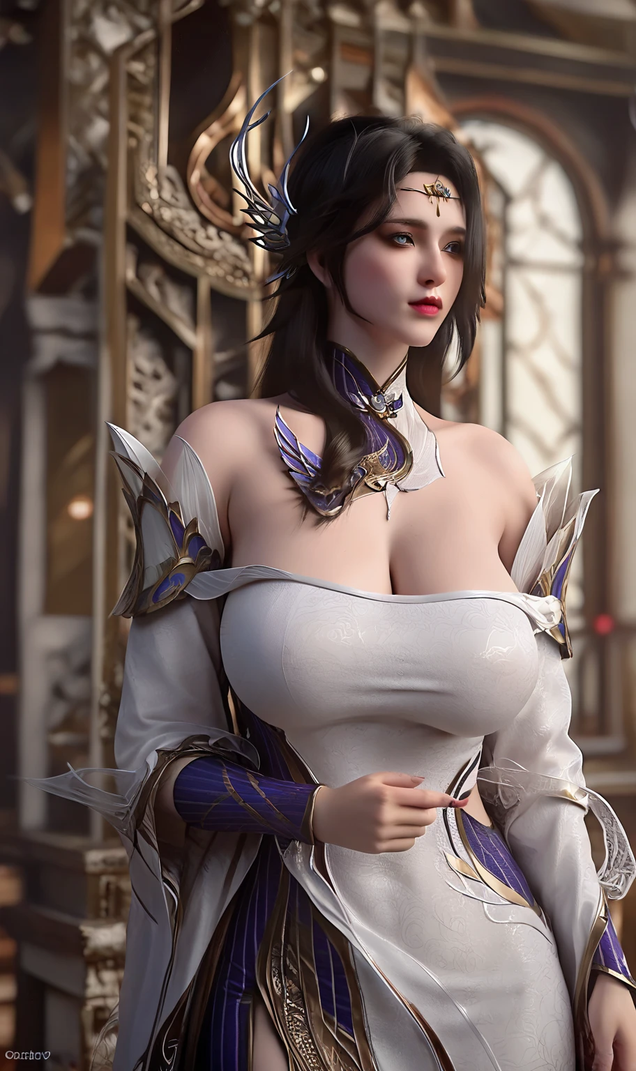 1girl,mature female, cityscape, night,looking at viewer, long hair,elbow gloves, earrings, jewelry,single braid,hair ornament,skirt,rope belt, collar, cutout,chinese clothes, see-through, patterned clothing, blush,makeup, cowboy shot, blue white skirt,、exposing her chest、Show breasts、huge boobs，huge breasts、exposing her chest、exposing her chest、Show breasts、huge boobs，huge breasts、exposing her chest、exposing her chest、Show breasts、huge boobs，huge breasts、exposing her chest、exposing her chest、Show breasts、huge ，huge breasts、exposing her chest