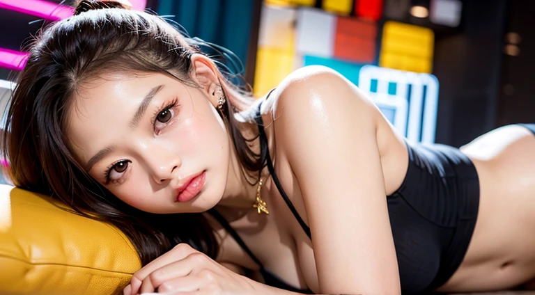 (1 girl 1.3) (extremely detailed 1.3) (anatomically correct, High precision, realistic skin) (RAW photo, nikon, 8k, Super detailed, advanced details, intricate details,), (Lighting: Face lighting, Ray tracing, reflective light, Structurally correct) hugging her knees to her chest (1 girl 1.3) (extremely detailed 1.3) (anatomically correct, High precision, realistic skin) (RAW photo, nikon, 8k, Super detailed, advanced details, intricate details,), (Lighting: Face lighting, Ray tracing, reflective light, Structurally correct) ((Background: back room of a nightclub 1.3)) ((divine aura, goddess of fertility, sex, and eroticism) (Subject: beautiful half-asian, mixed asian-european, bronze skin, woman with hair in black curls and coils) (wearing: glamorous detailed embroidered goth lolita rave, corset, teal and black, golden ancient jewellery on arms and neck wrists and fingers, wearing elegant gold and black high heel boot new rocks), ((beautiful big eyes looking up at the viewer, black shiny lipstick, perfect asian goth cyber makeup))