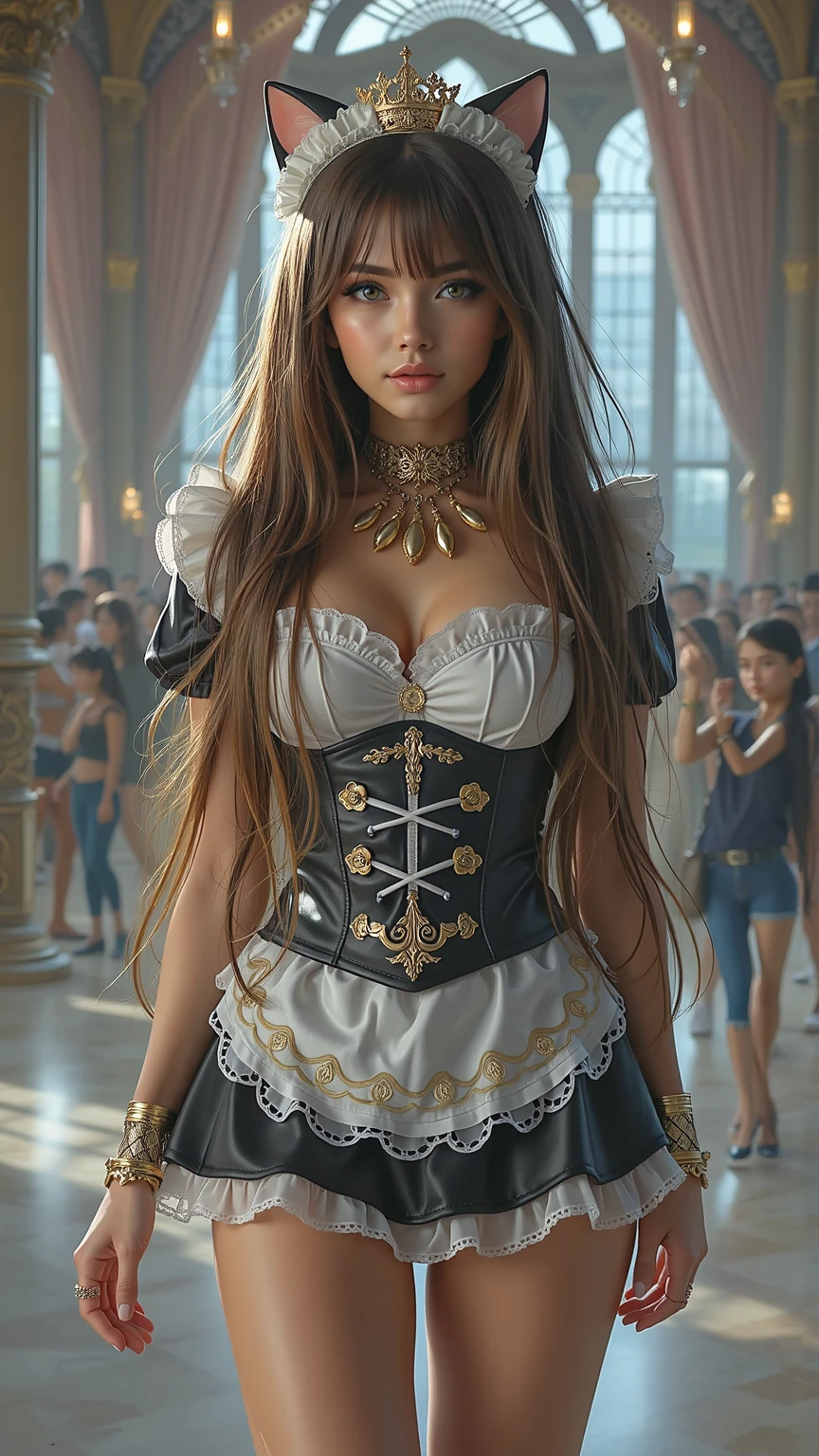 artwork, Superior quality, ((((Realistic, photorealistic: 1.37))), 8k, Very delicate and beautiful, merveilleux, Art officiel avec une attention aux détails, ridicule, incredibly ridicule, huge file size, super detailed, Very detailed, (beautiful detailed girl), Very detailed eyes and face, Beautiful detailed eyes, Light on the face, NSFW, (Une fille), Regardez le spectateur, ( silhouette féminine parfaite), taille fine, (Beauté occidentale), tout le corps, gros seins, debout, abdomen, robe d&#39;summer knit, Feminine look, romance, erotique, between breast,