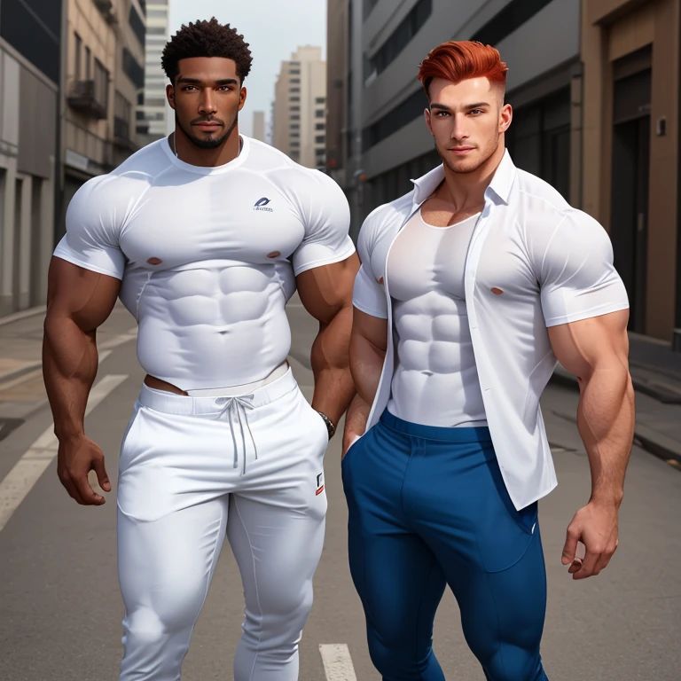 A muscular man with no clothes and pants