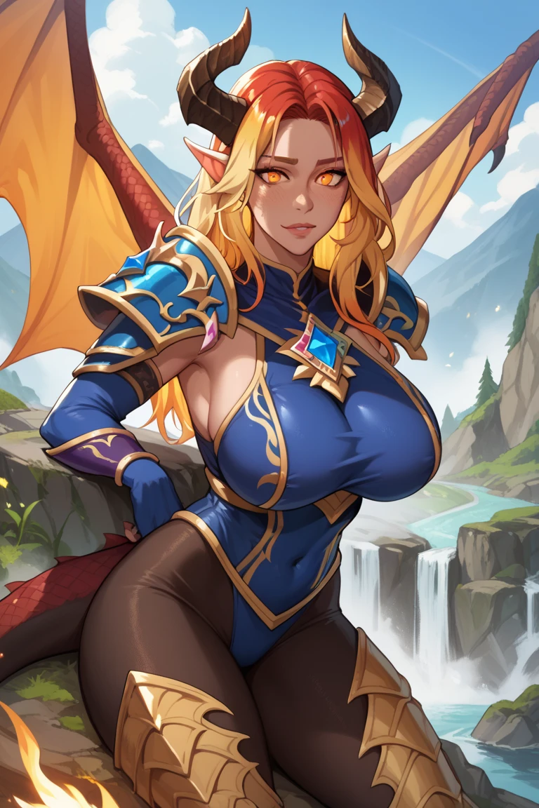4K, Masterpiece, highres, absurdres, smiling,beautiful BikiniElfGirl, golden hair, forest background, War_Glam, a woman in sapphire body armor,armored, wearing War_Glam, elven jewelry, helmet,<lora:ElfWarriors:0.7>