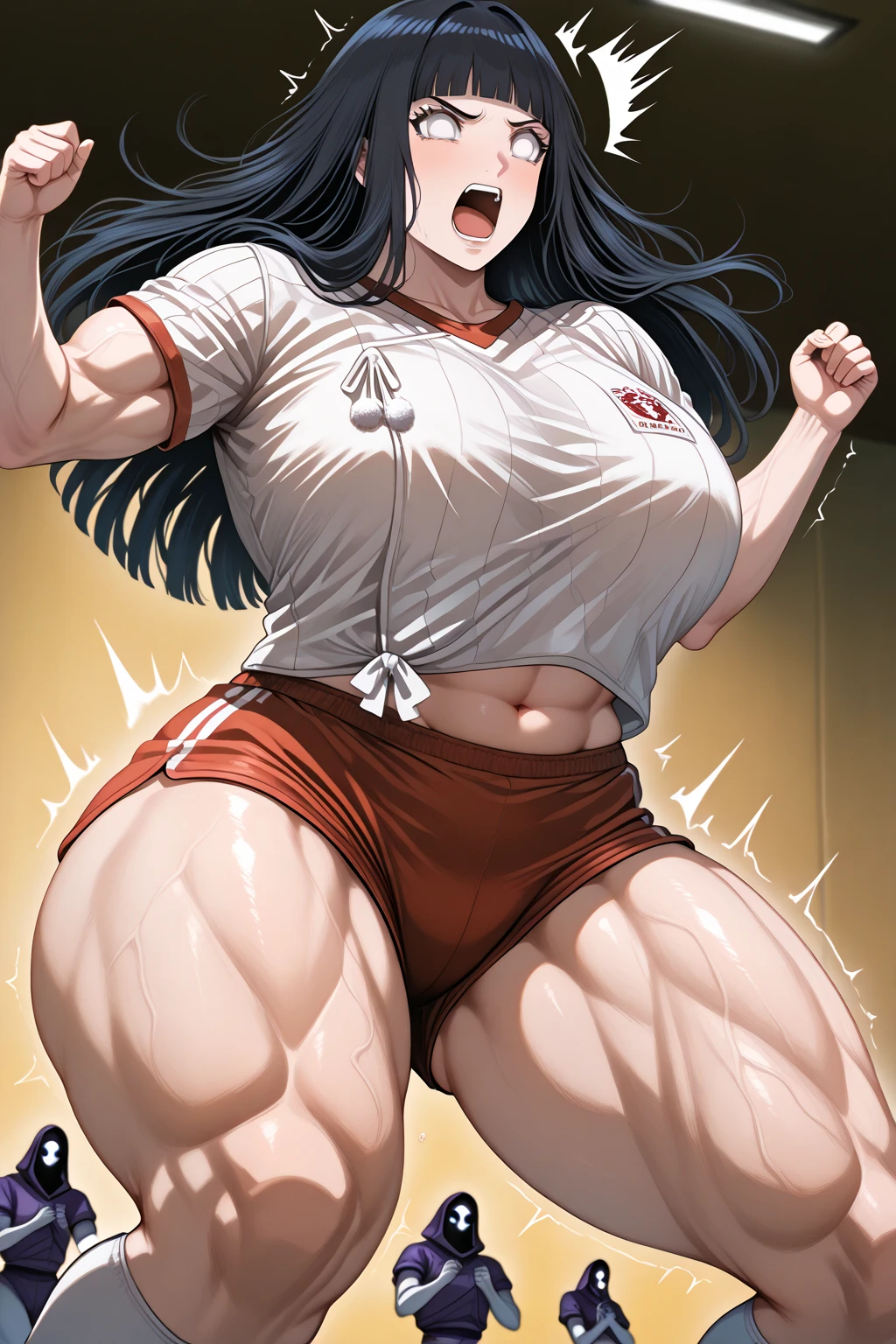 One Girl,Precise five fingers,{Knee-high socks}、(((Wide Hips)))、 (((plump and thick thighs)))、((Big Ass))、(Big Breasts) Embarrassed look,whole body、Long Hair、Sexy pose,Tank top、pants、Tight clothing