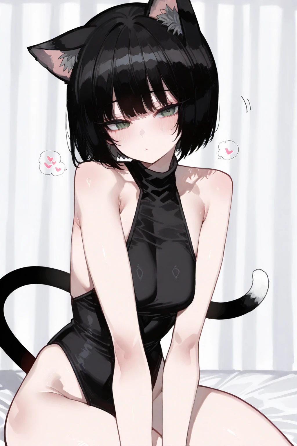 anime girl with black hair,Cat girl , Detailed fanart, by Kamagurka，Wolf tail（Supermarket： 1）， in the afternoon， Doctor's suit， Short hair with light brown fringes， Light brown eyes， 1 rapariga， Innocent， （realisticlying）， （complexdetails： 1.2）， （tmasterpiece， ： 1.3）， （best qualtiy： 1.4）， （hyper HD： 1.2）， hyper HD， （Detailed eyes）， （detailedfacialfeatures）， hdr， 8K分辨率， （ Extremely realistic CG images showing you bending your knees and spreading your legs in a sitting position， Even the smallest muscles and skin texture））），（underboobs exposed：1.3），（（cropped shoulders：1.2）），（（with her mouth open：1.5，White teeth，Crisp smile）），（Medium chest），（lens flare glow：0.7），back to look back，Busy with inspection reports，on the face，drshe，