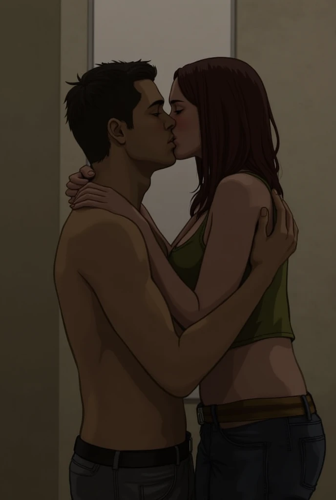 rating_explicit, red hair woman,long hair, red lipstick, naked, in alley, milf, doggystyle sex, night, bored