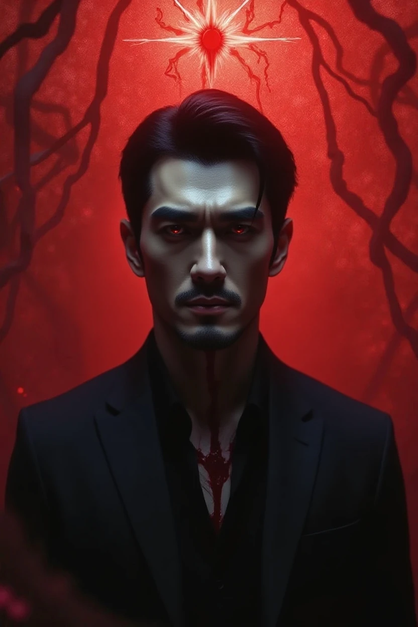 a man symbolizing dark, psychology, manipulation, dark, red, anime style, emphasis on dark, dark background, (best quality, highres, masterpiece:1.2), ultra-detailed, realistic:1.37, portraits, contrast, intense expressions, mysterious aura, deep shadows, haunting atmosphere, intricate details, glowing red eyes, sinister smile, crimson accents, dramatic lighting, brooding personality, psychological depth, intricate character design, stylized artwork, gothic aesthetic, eerie ambiance, dramatic poses, captivating composition, dark narrative, red tinted color palette, atmospheric shadows, hypnotic gaze, intense emotions, surreal elements, dynamic brushwork, ominous presence, psychological thriller elements, dark storyline, dark charisma, enigmatic personality, suspenseful mood