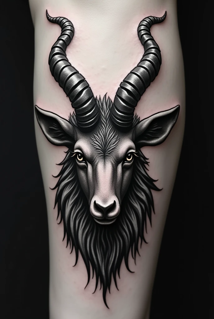 Create an evil style goat tattoo , only black color