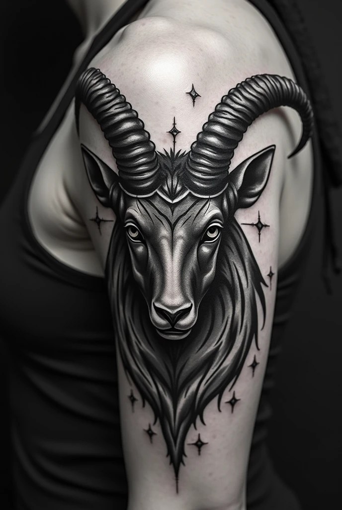 Create a traditional Japanese style tattoo located on the forearm that is of a half demon and half angel being that looks very powerful and generates fear with purple colors., blue, white