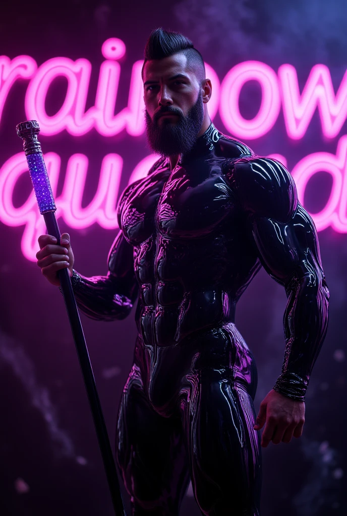 (handsome mature man), (50 yo), white man, wearing a speedo, wet speedo, dripping wet, bulge, (beefy:1.3), beard, looking at viewer, beautiful man, detailed eyes, symmetric face, smirk, robust, greying hair, sci-fi setting, on an alien planet, exotic alien foliage, wearing a pilot helmet, neon colors, stars visible, futuristic clear plastic armour (see-through!), glowing armor, neon lights on armour, elbows pads, alien tentacles, kneepads, cool futuristic belt, graying beard, holding a light saber, battle pose,