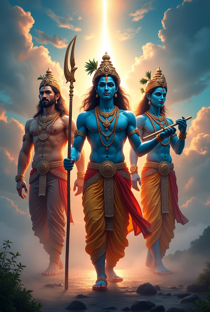 Lord Krishna with lord Ram and hanuman