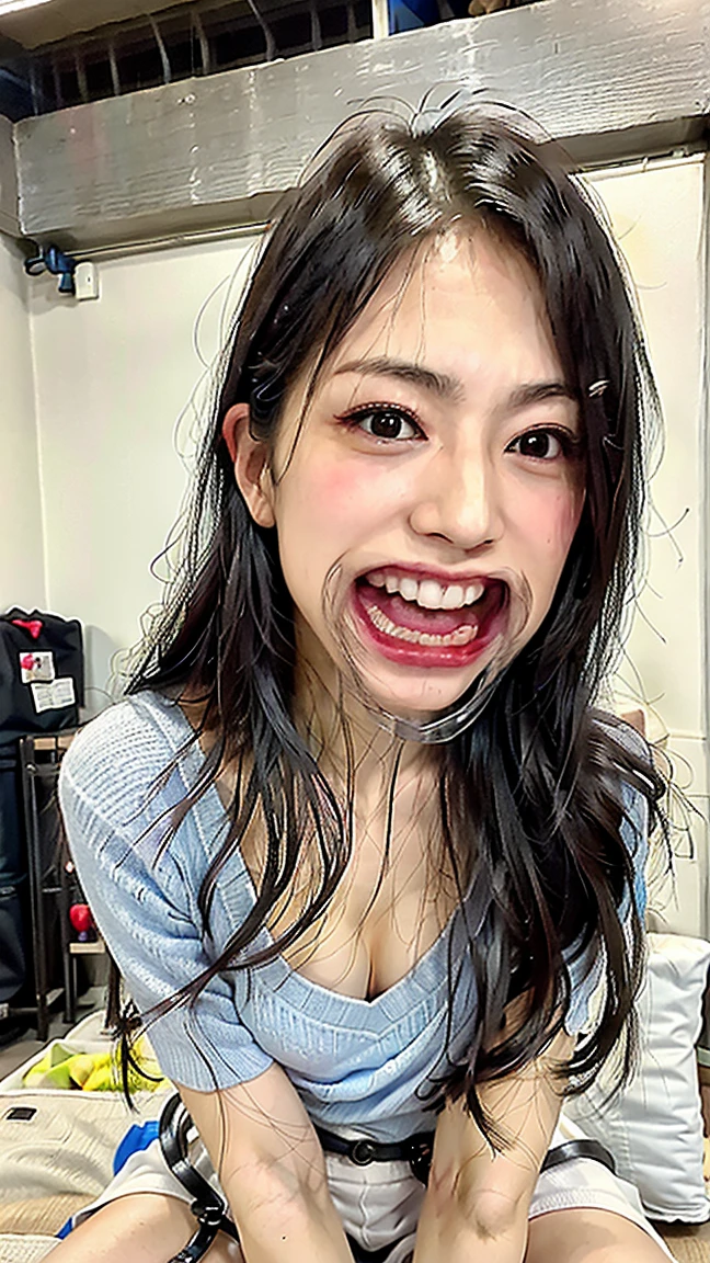 girl, face, Japanese, big mouth, oral, open mouth, front, large open mouth,drool