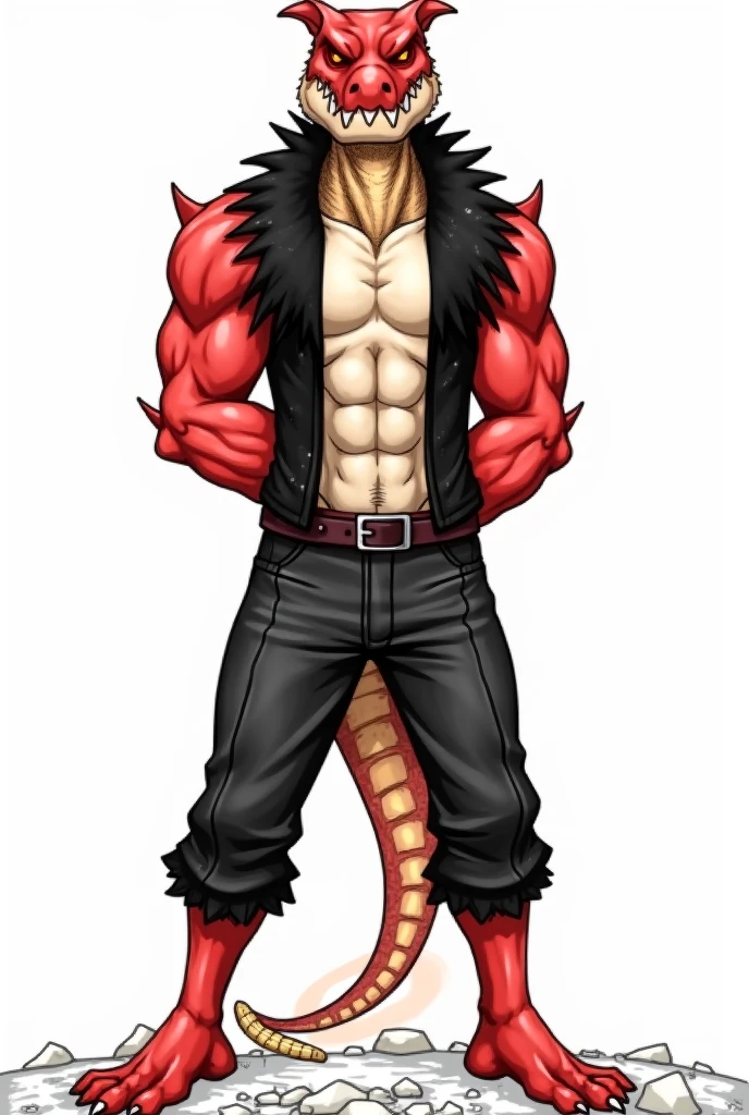Red Dragon, muscular, full body shot, red scales, beautiful smile, 