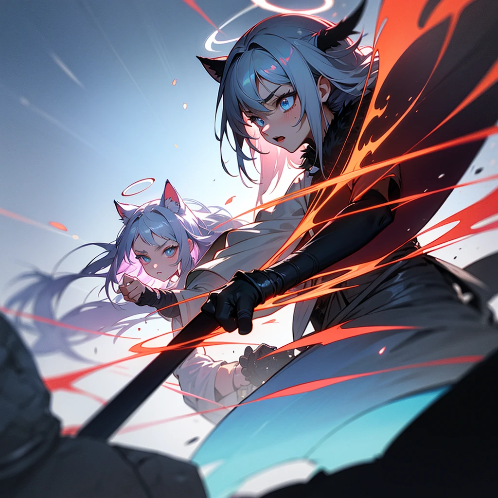woman, female, laughing, bending over, delightful, long hair, shiny hair, straight hair, black hair, red eyes, pale skin, glamorous, hoodie, skirt, hood, gloves, boots, belt, waist pouch, with a staff, wizard, cute, fantasy