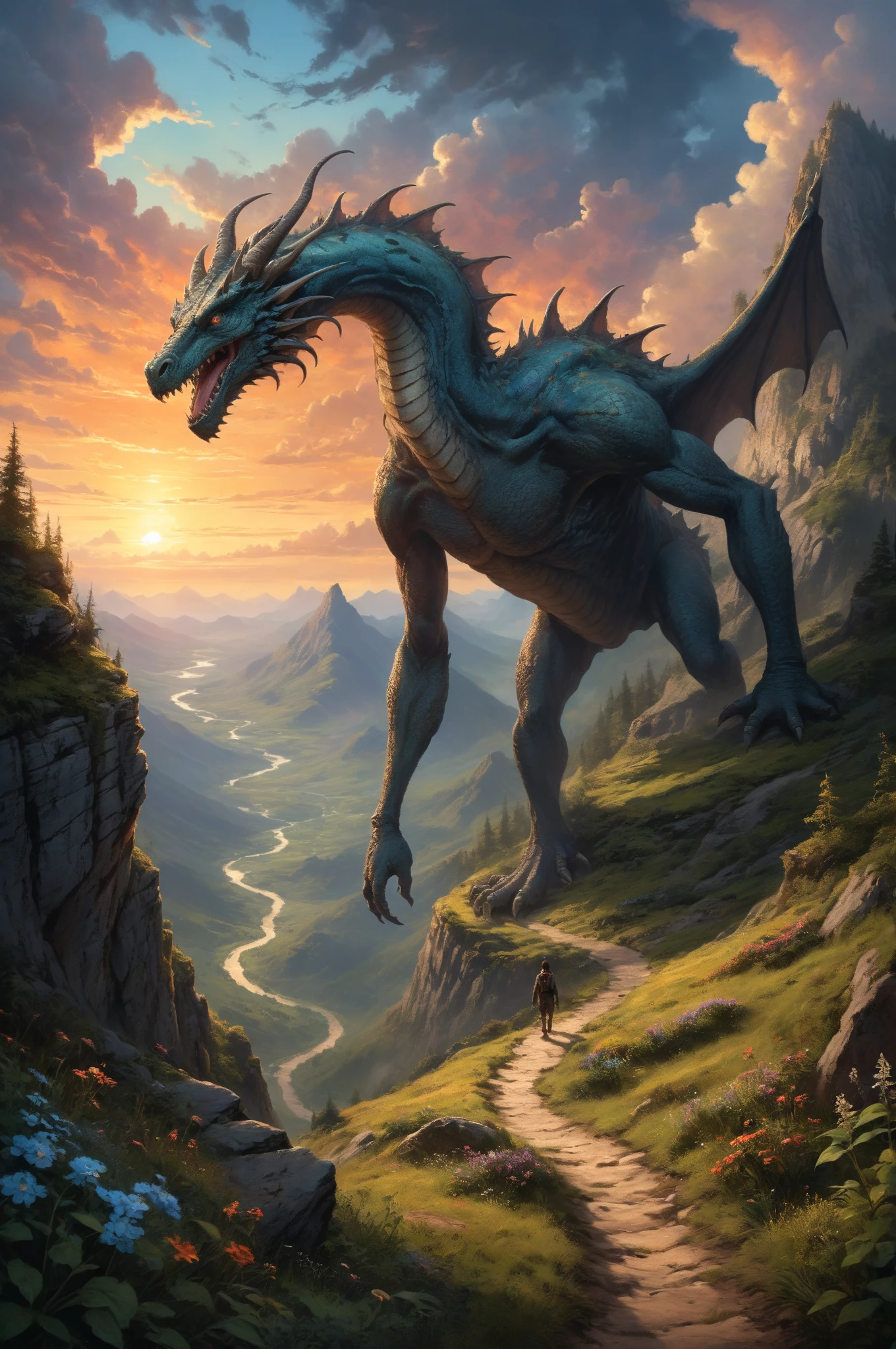 a detailed fantasy landscape, enchanted forests, majestic mountains, inspired by tolkien, in the style of john howe, ruins, ruined fortress, best quality, 4k, 8k, highres, masterpiece:1.2, ultra-detailed, realistic, photorealistic, photo-realistic:1.37, hdr, uhd, studio lighting, ultra-fine painting, sharp focus, physically-based rendering, extreme detail description, professional, vivid colors, bokeh, cinematic