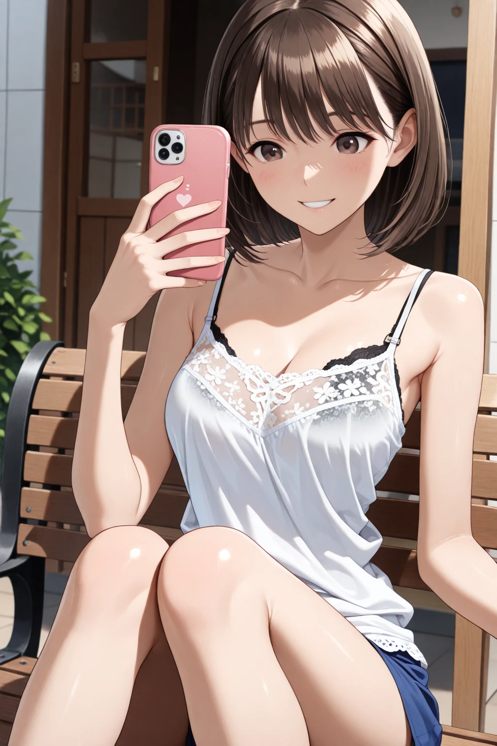 (Highest quality, masterpiece, RAW Photos,Very detailed:1.2), One person ,View your viewers, smile,rooftop, From above, city,
