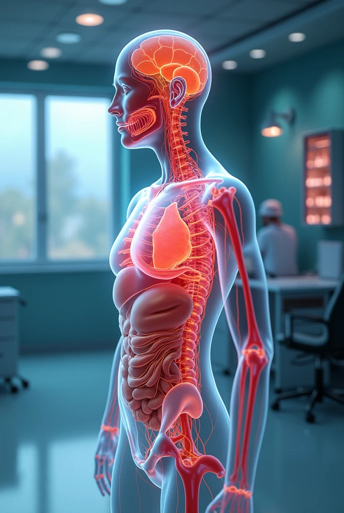 ohwx, a transparent human figure, revealing the internal organs and skeletal structure, glass walls, reflections, evolved <lora:human_evolution-000090:1>masterpiece, highly detailed