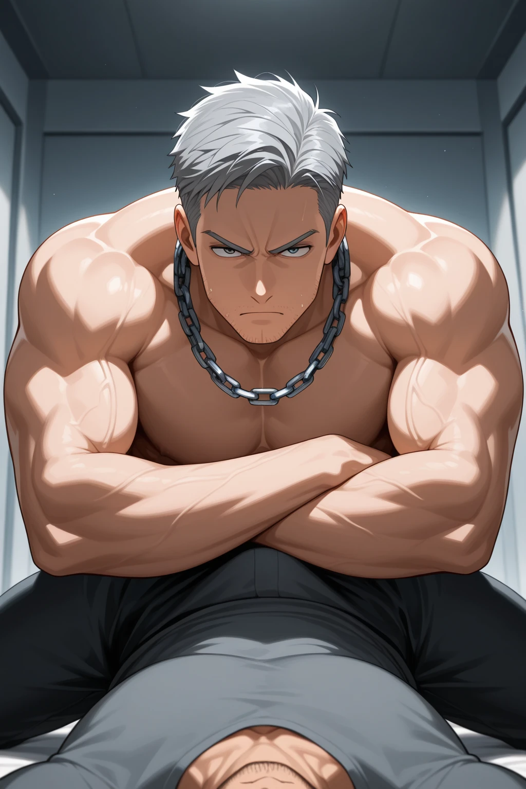 aged 40，Guardiola，Tong，Bulge，onbed，black long socks，the feet，lbeard，fortitude，artwork of a，tmasterpiece，k hd，angry look，Be red in the face，Kneeling