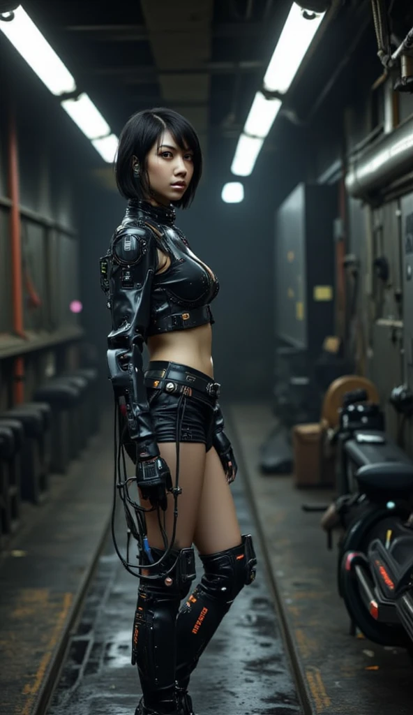 ((qualidade superior)), ((obra prima)), ((realista)), (Os detalhes), (fotorrealista:1.5), marionete, Humanoid nadera doll lying on a concrete floor, science-fiction, HDR, Rastreamento de raio, NVIDIA RTX, Os Ultra-Highres, Unreal 5, sub-surface Scatterring, PBR texturizado, Processamento, anisotropic filtering, Profundidade de campos, Maximum Sharpness and Sharpness, thirds rule、8K BRUTO、(luminescent particles:1.4)、(CG super-detalhado、Unidade 8k Wallpapers、lighting like a movie、Lente flare、foco nítido. menina com lingerie, robotic parts, Cannons, armas, pistola, Arte cyberpunk、Arquitetura cyberpunk