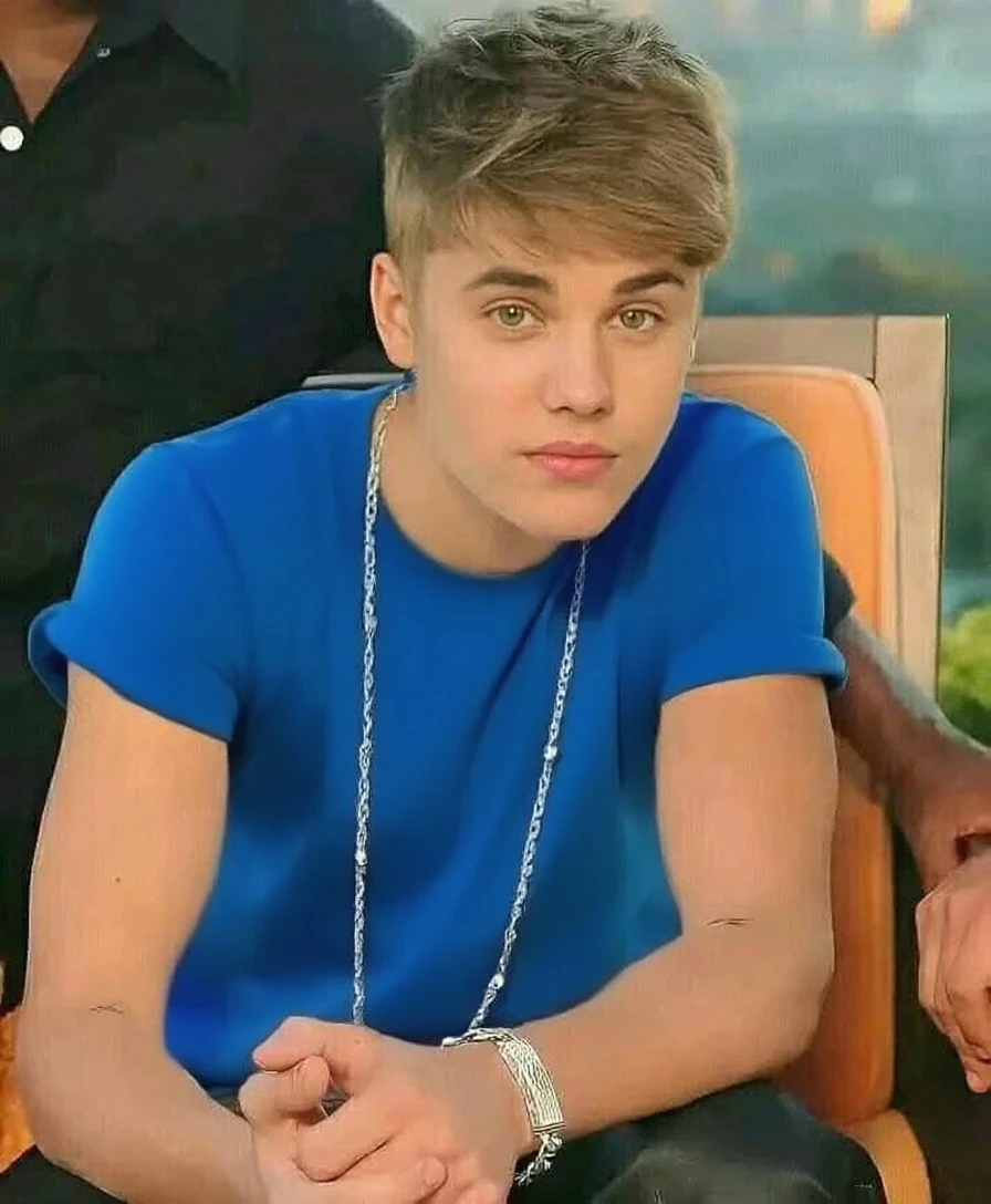 Justin Bieber, teenage, full body view, caucassian masculine face, topless, white socks, blue sweatpants, big dick, dripping cum, harness