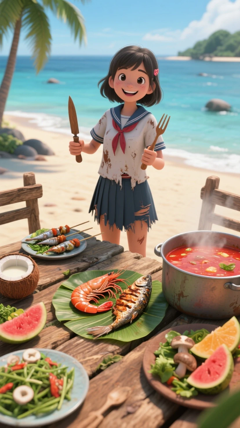Micro bikini girl making biryani