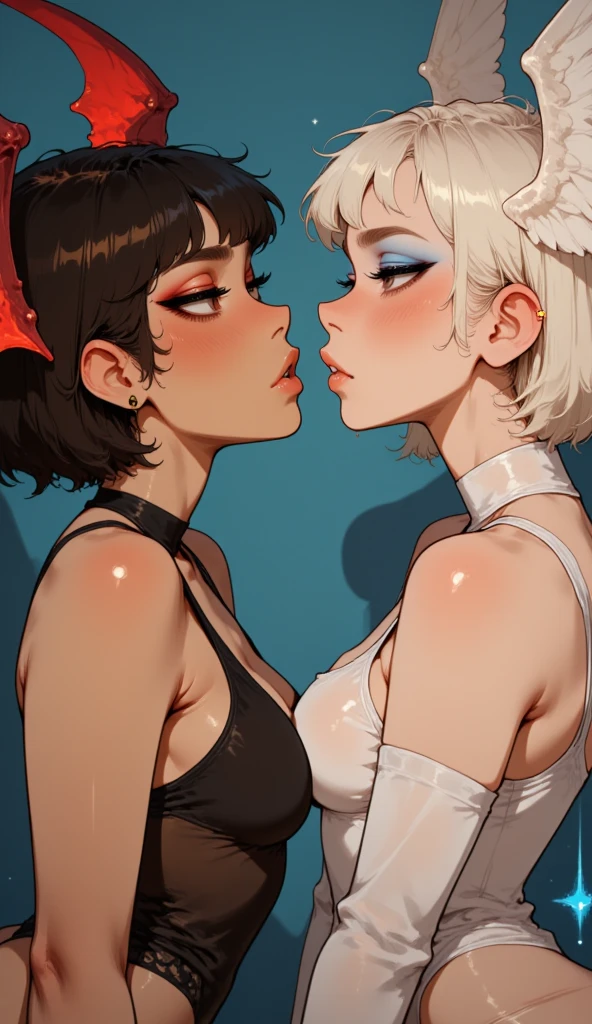 two women kissing each other on a red background with hearts, lesbian kiss, two beautiful women in love, lesbian art, lesbian embrace, portrait of two girls kissing, lesbian, kissing together cutely, lesbians, kissing each other, sapphic art, kissing together, kiss mouth to mouth, stock illustration, two women kissing at a carnival, lovely kiss, kissing, kiss
