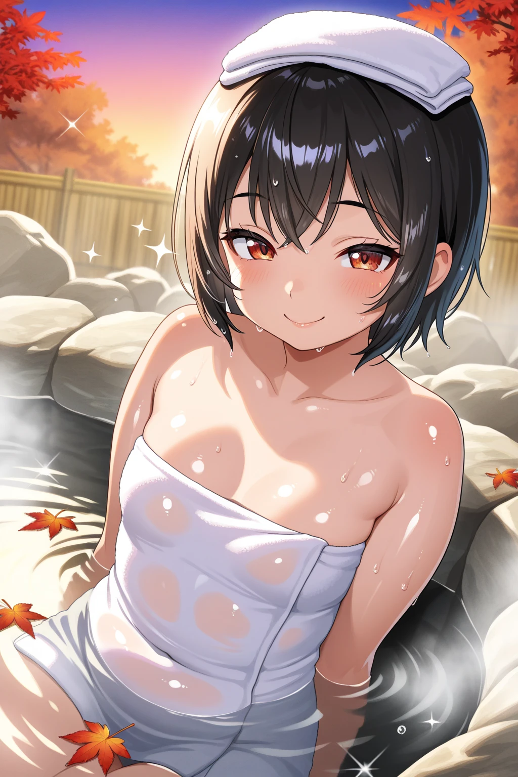 kirisaki kyouko, , bob cut, short hair, black hair, purple eyes,　　, empty eyes , large breasts, nipple, Running, , Heavy snowfall area　frozen wet crying mountain Alone, Smile Naked, solo, 1girl, 