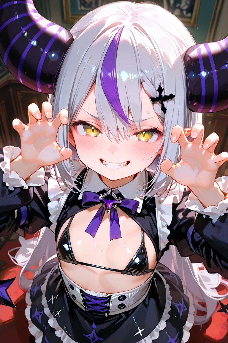 top-quality、in 8K,4K,masterpiece、From Side, (NSFW:1.1)、ultra-detailliert、Beautiful、adult-like、Cool、girl with(((Halloween Biki Nico Tomb、Cinderella:1.4、Have a jack-o'-lantern、Colossal tits、cleavage of the breast、White long rabbit ears、silber hair、a short bob、Purple eyes、erotick:1.4、Happiness、The tattoo)))、tongue、Stick out the tongue、visualart、Background with((Halloween 1.3))、masutepiece、Watercolor style、