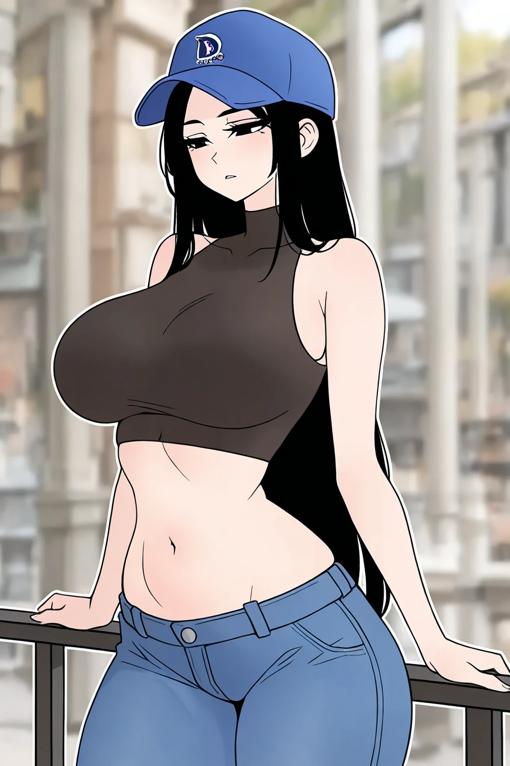 1girl, masterpiece, blush, cowboy shot, standing, hair flower, mature female, tanktop, denim shorts, thigh strap, cameltoe, indoors, cloud, hands on hips, necklace, embarrassed,
<lora:yor_v1-000007:0.74> red eyes,black hair, hairband, hair flower,