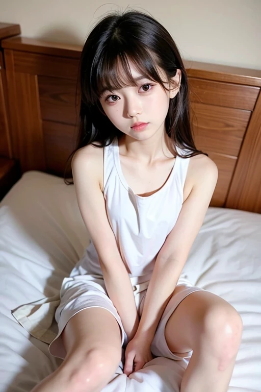 hight resolution、high-level image quality、in 8K、Real live-action、生a picturegraphy、top-quality、​masterpiece、超hight resolution、生a picture、ren、Beautiful fece、masutepiece、((Obscene content))、For adults、charm of 、absurderes、((((Japan elementary school students))))、Japan Girl、((8years old))、((with round face))、((Tanuki face))、((Cute little face))、(((((Shy look)))))、de pele branca、((chubby figure))、Juvenile physique、Smaller chest、kne、 thighs thighs thighs thighs、shorten the torso（Anatomically correct)、独奏、fullllbody、Very nice、(((Children's Clothing:1.0) ))、 ((Pubic area))、(Mansuji)、((White panty))、Are sleeping、（Photorealsitic：1.37）、Photon mapping、Realistic、Radio City、Physically Based Rendering、depth of field rally background、a picture、(((a junior idol in Japan)))、Sparkling eyes、shiny lip、too bright natural light、The Bright Sun、Too bright sunlight、(((((8years old)))))、(((Pubic area)))、(Mansuji)、Children's Clothing,　Children's Clothing、to stand、Open your legs、Open your crotch、Only one person,Short hairstyles、Short-cut hair、(inside in room),Alone,(((White tank top)))、(((No emblem))),Show each other、Open your legs、Open your crotch、Only one person、flat breast、Small udder、,Short hairstyles、Short-cut hair、(A room in a western-style hotel)、(on the beds)、doggy style