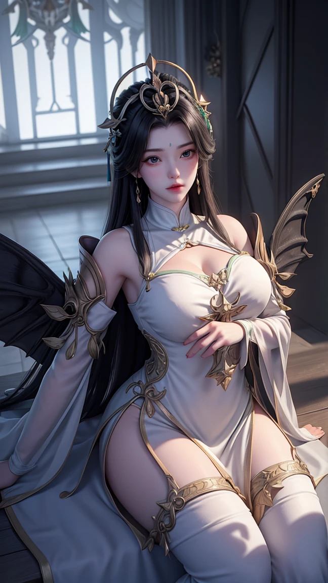 ultra realistic 8k cg, flawless, clean, masterpiece, professional artwork, famous artwork, Big tits are leaking fluid and pussy is leaking fluid and there's no clothes on and the ground is full of fluid