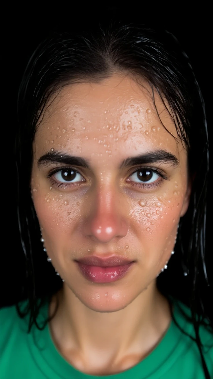A face with half of it being cleansed with bubbles and the other half showing peeling.