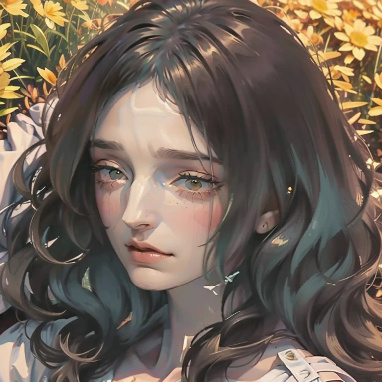 Long brown hair, brown eyes, NSFW, anime, naked