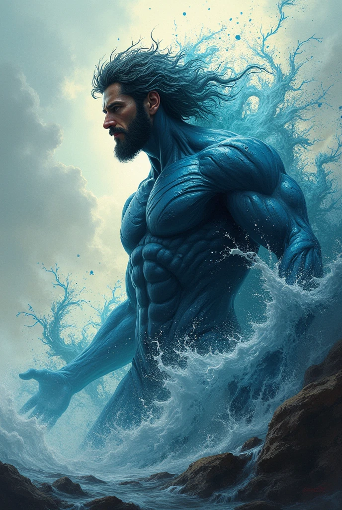 Muscular man captured by slime々Male warrior