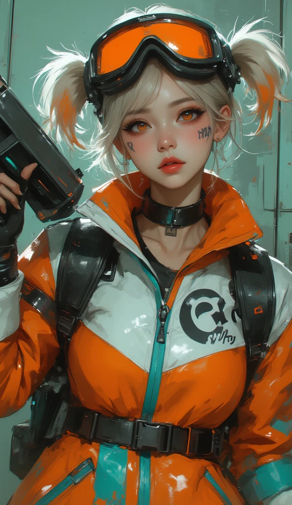 masterpiece, best quality, high quality, superdetailed, high_res, high contrast, photorealistic character, ((( Lucy))) ((cyberpunk edge runners)), white color, rainbow dyed color with white color hair, black top, black panties, white open top shirt, perfect breasts, superdetailed face, paled reddish skin, red oily lips, oily skin, sunkissed beauty, superrealistic, beauty model, Lucy art