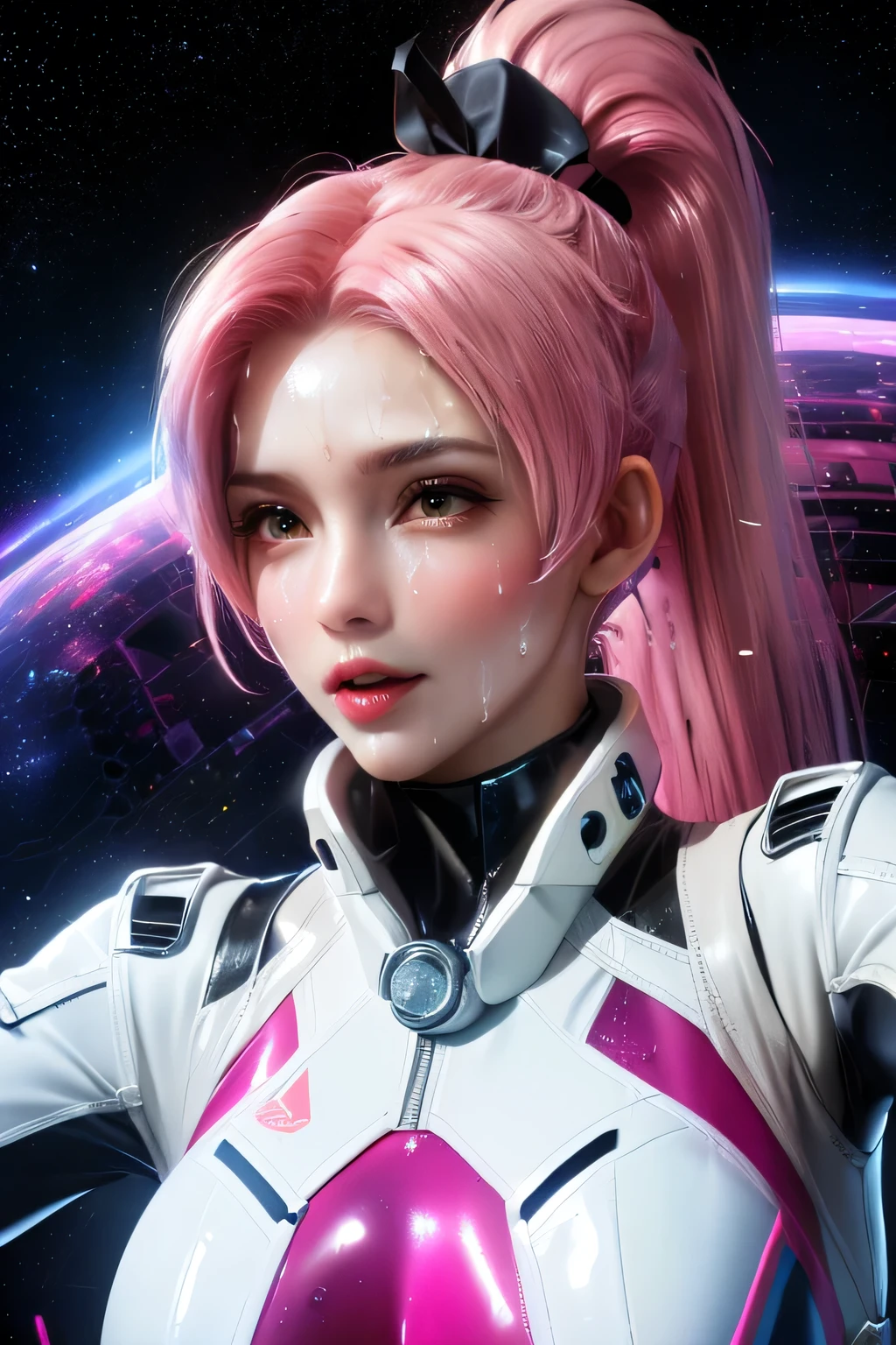 Gundam, white and pink, Portrait lens , Modern, clear, brand new, rendered in Octane,All metal surface,Spring, romance, Super Resolution, high detail, Megapixel, Cinematic lighting, Anti Aliasing, Insanely detailed and intricate, Super detailed, Volumetric lighting, Realistic, Glowing eyes,High-definition picture quality , 8K --niji 5 --q 2 --v 5