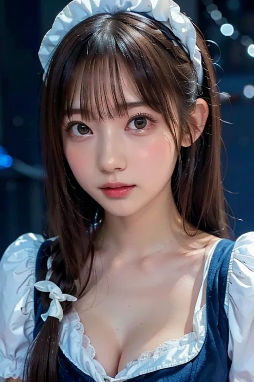 ((Highest quality、8K、masterpiece))、Sharp focus:1.2、(Fox ears))、Cute 14 year old girl with perfect figure:1.4、Slim Abs:1.2、((Dark brown hair))、(whiteいボタン留め)shirt、jeans:1.1)、street:1.2、Highly detailed face and skin texture、Fine grain、double eyelid、Shoulder、Close-up of a woman in a kimono posing for a photo、Japanの女神、Japan人モデル、white、((Small breasts))、((Shrine Maiden Costume))、Japan、Drawing attractive anime girls。(Cleavage)