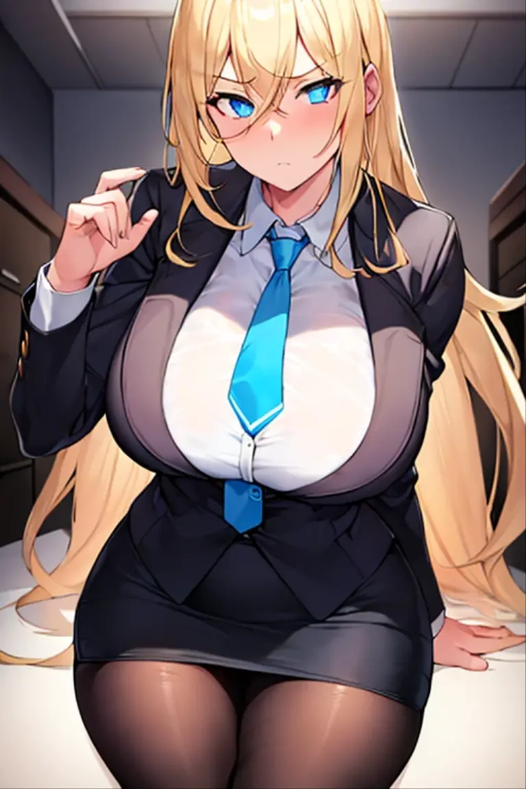 (masterpiece, best quality:1.2), police woman in detailed (skirt police uniforms), covered chest completely, blonde, giga_busty
