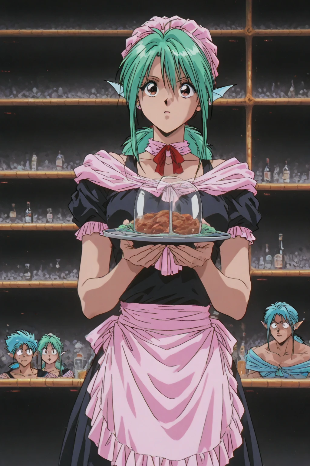 Fubuki,fubuki from onepunchman,nude,glory wall,green hair, huge breasts,seductive,nipples,fullbody,front view,collarbone, rolling eyes, eyebrows behind hair, longeyelashes, earrings, open mouth, grin, embarrassed, blush, tongue, saliva trail, anime, sparkle, reflection light,UHD, masterpiece, textured skin, super detail, high details, high quality, best quality, highres, 4K,stuck in wall,stuck,half body sticks out wall