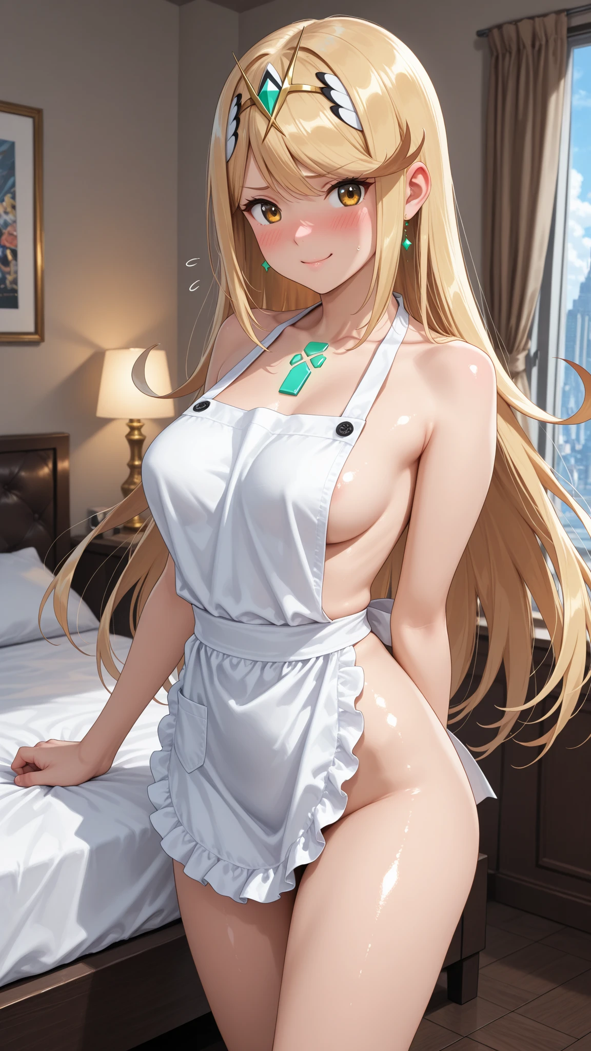 ((Highest quality、High resolution、Highly detailed CG Unity 8K wallpapers))、Detailed face、Perfect body、Accurate body、Beautiful woman、blonde、Beautiful breasts、Sexually excited expression、A sexy dress with intricate details、skirt、((She shows her panties、I'm inviting you to have sex))、((kitchen))