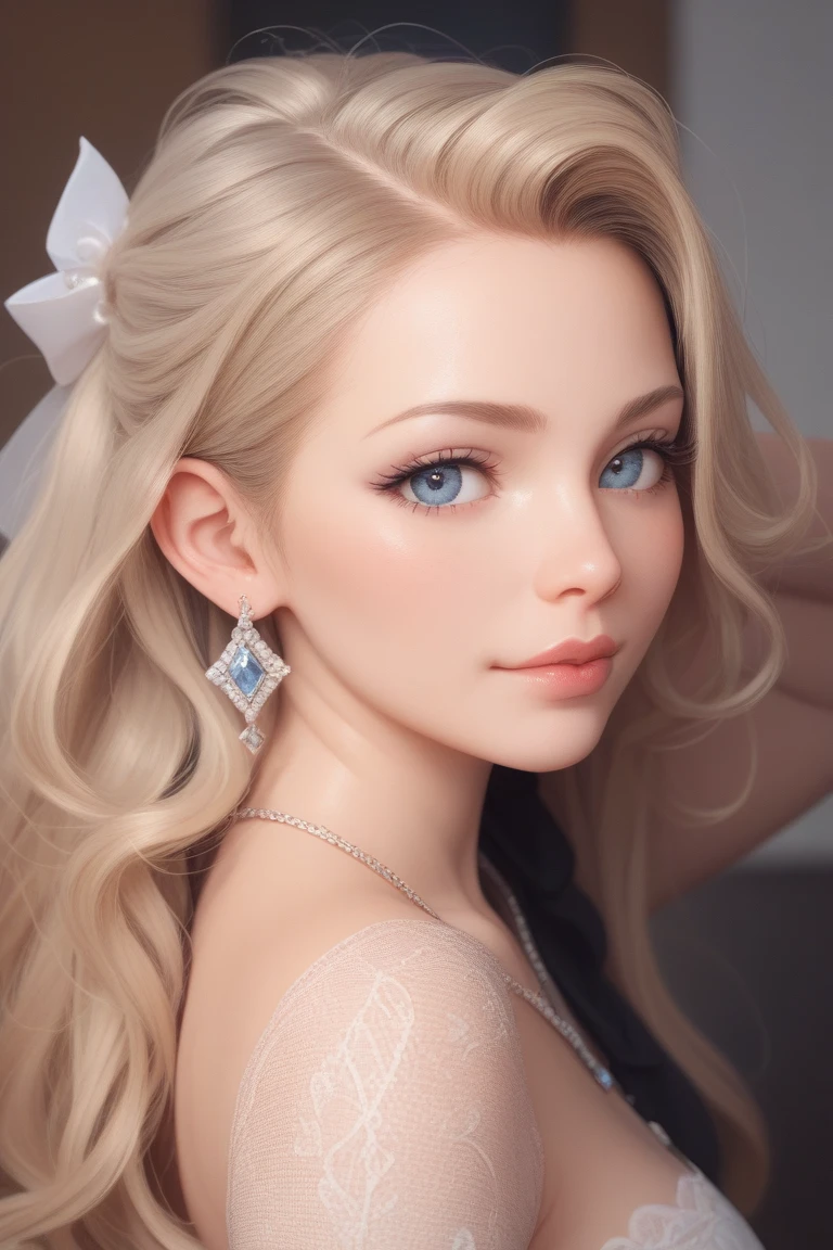 ((RAW, analog, Nikon Z 14mm ultra wide-angle, award-winning charming shot, ((Best Quality)), ((masterpiece)), ((realistic)), skin pores, subsurface scattering, radiant light rays, high resolution, detailed facial features, high detail, sharp focus, soft, aesthetic, very detailed, (very detailed eyes, very detailed iris)), ultra-detailed hair, detailed complexion Ultra-detailed, ultra-detailed breasts, octane display, realistic, realistic, post-processing, maximum detail, realistic shadows, roughness, natural leather texture, real life, ultra-realism, photorealism, photography, 8k UHD, photography, HDR, complex, elegant, very detailed, sharp focus, amazing, beautiful, exquisite), (masterpiece: 1.2, Best quality 1:1, Highly detailed: 1.2, Best shade, 8K: 1.1), (contrasting background, bright background), (Beautiful detailed face), High contrast, (Perfect lighting: 1.2, beautiful color, accurate color), ((cinematic light)), color, superior detail, dramatic light, complex details, translucent lace slip nightdress, (a goddess realistic blonde woman, solo, 20 years old, face detail, perfect face, make up, blonde hair, smiley face, long hair, wavy hair: 1.1, big breasts)