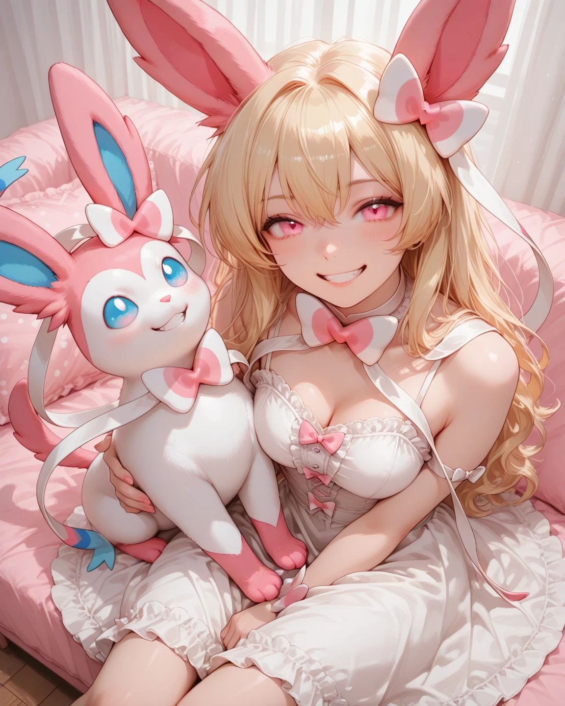 Cat in a rabbit costume　3d　8K
