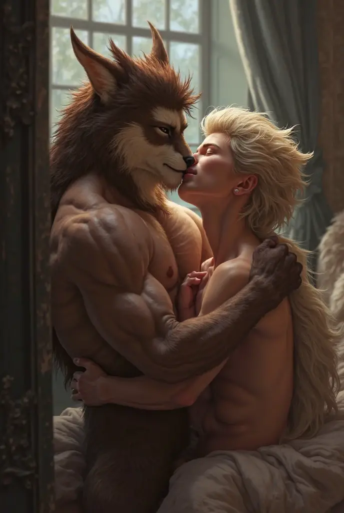 NSFW (nude) (Anna ((human)) medium breasts, strip of pubic hair) view from behind, vaginal penetration, fucking male furry polar bear with red penis, full body, in a deserted snowy landscape 
