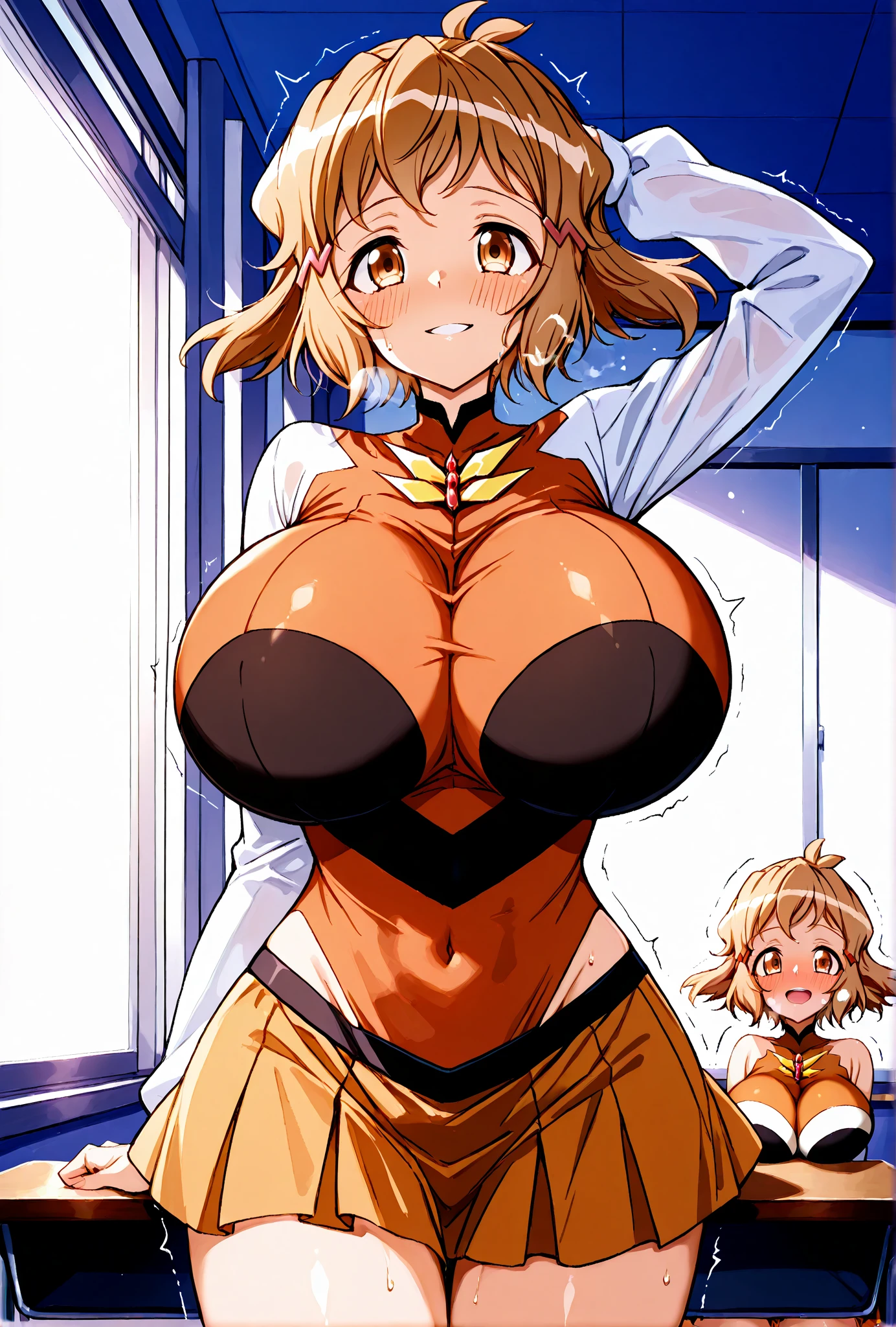 (masterpiece), best quality, expressive eyes, solo, perfect face, open bodysuit, camie utsushimi, blonde, brown eyes, ((my hero academia style)), (((((inflated bare lips))))), no lipstick, bimbo lips,