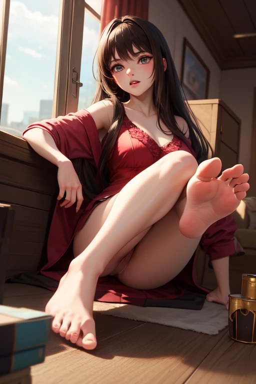 (nsfw:1.5),(Giant :1.2)、barefoot、mini city