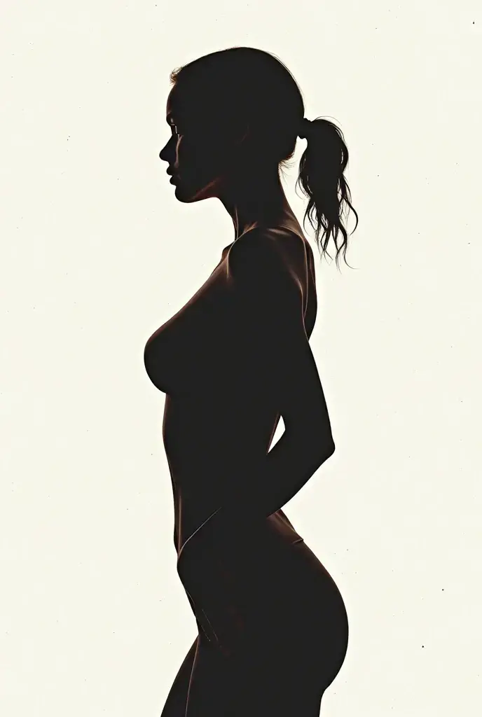 Tattoo with the design of the silhouette of a naked woman from behind, on the ribs