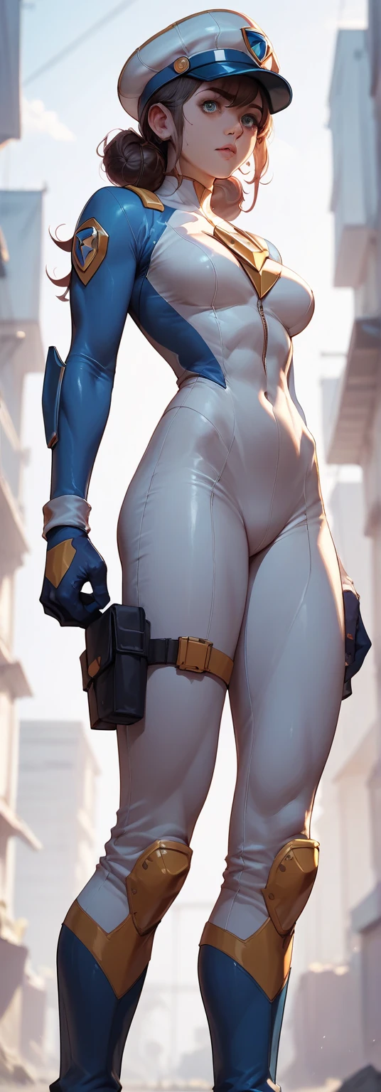 ((Best Quality, 8K, ultra-detailed, Masterpiece: 1.3)), 1boy, shiny skin, sharp, Perfect Body Beauty, realistic shaded perfect body, (cute baby face:1.1),("bodysuit, techwear,big bulge ":1.2),("leggins , armor":1.1),("glove, armor":1.1 ),(techwear)(dynamic pose:1.1), thigh , battle field , (ass focus:1.1)