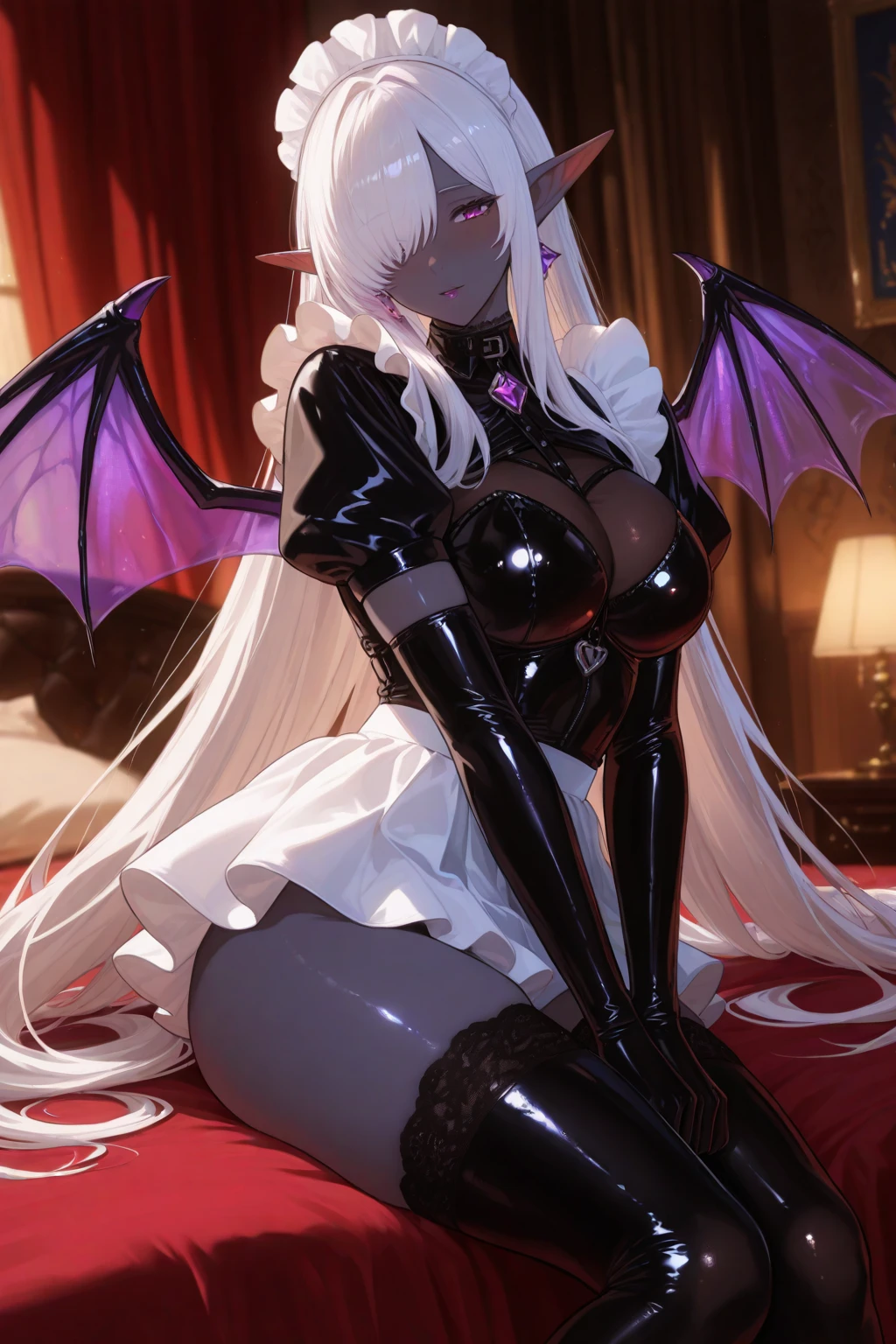 moaning (Morrigan Ensland:1.3), Green eyes. green long hair, shiny black leather bodysuit. beatiful face. She mates with an Orc. (An orc vigorously moves erect genitalia inside Morrigan Ensland). in office. Liquid, Leakage from the genitals. Vaginal. Beautiful Character Face.