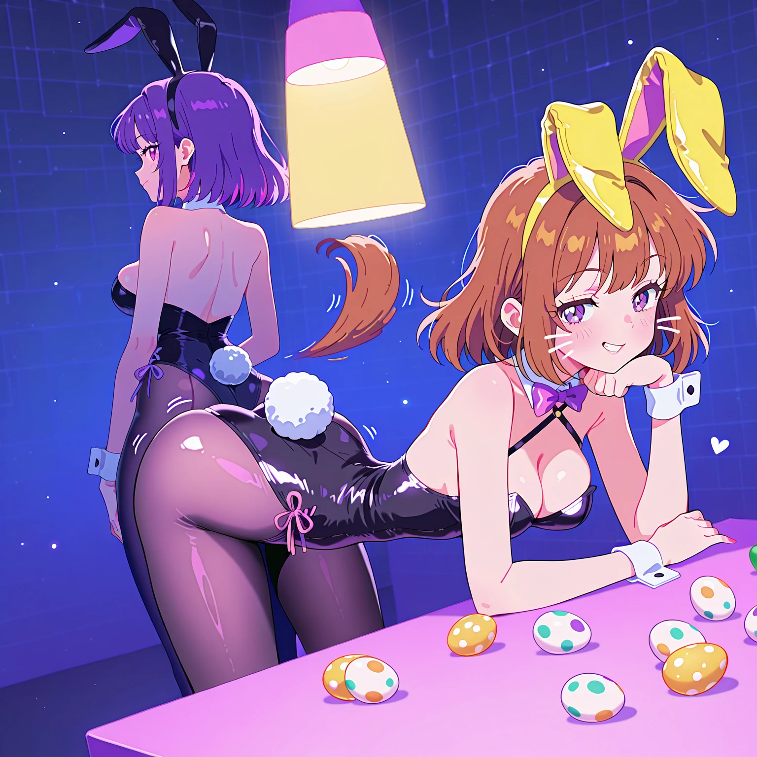 ((masterpiece、Highest quality))、casino、Beautiful night view、(3 or more naked girls、12 years old、smile、fun、Various hairstyles、pubic hair)、(((Full nudity、Pussy、The characters are unique)))、(Glowing Skin、A pair of rabbit ears:1.3、Ribbon Hairband、Fishnet tights、A bow tie、Bunny Girls 3 or more)、roulette、Slot Machines、Cocktail、Champagne bottle、((The characters are unique、Various hairstyles))、Laughter
