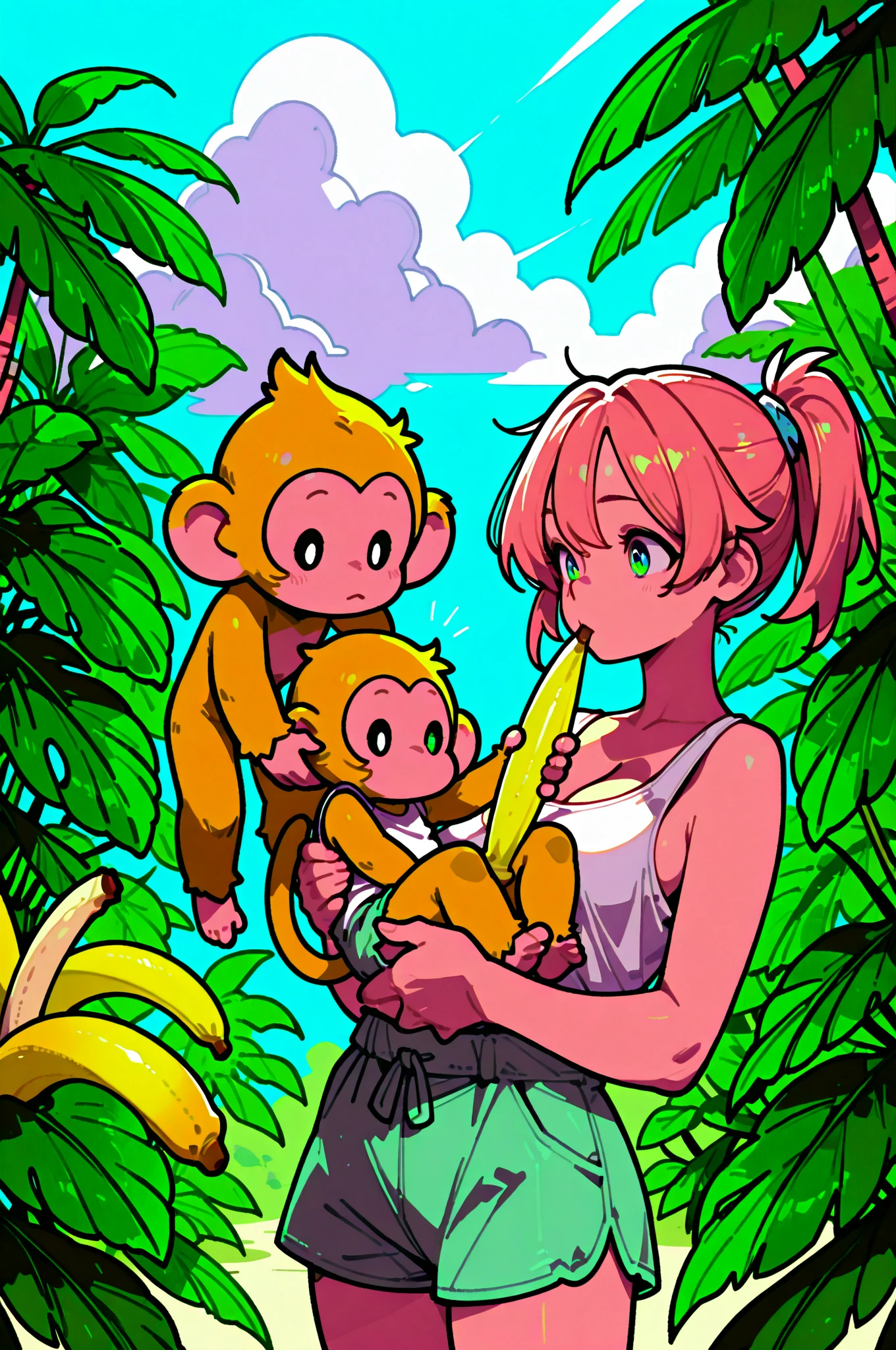 An adult woman surrounded by a huge group of male monkeys, Highest quality, figure, masterpiece, Very delicate and beautiful, Very clear, Extremely detailed CG, 8K, masterpiece with attention to detail, Highest quality, Official Art, Ultra Clear, Very detailed, High resolution, beautiful detailed mature lady, Very detailedな目と顔, Beautiful fine details, ((((超極小白色toplessマイクロビキニ、topless))), White ultra-small bikini, toplessヌード、(Beautifully shaped big breasts)))),( (Beautifully shaped big breasts)))),( Beautifully shaped big breasts)))),( (huge breasts of beautiful shape)))),((Slim and large)))),((Sexy blonde mature adult woman)),(Lustrous fair skin)))), skinny, (((Sexy smile))),Trance、The best smile、A big smile、Very blushing cheeks、blush頬、blush、Multicolored long bangs、Deep pink hair、Colorful blonde hair、(((lots of heartマーク, heart, heartマーク))), Looking at the audience, Look forward, (((Slender Super Large)), Perfect Style, (((Seduce))), emphasize, 股間emphasize, Sitting, ( ( Fellatio gestures)))), (((Surrounded by a large number of crowded male monkeys)))), ((Packed with so many super-masses of male monkeys)), ((He is seen surrounded by a large group of male monkeys.)), (((He is surrounded by a massive group of male monkeys, so densely packed that they fill the entire space.))), ( In the background, a herd of male monkeys is crowded together, filling the entire screen.), A huge group of male monkeys swarming in all directions, At the top, a group of giant male monkeys, end, about, He is surrounded by a group of male monkeys so densely packed together that there is no space between them., (((A huge group of male monkeys fills the entire area.)), (Surrounded by a large number of crowded male monkeys)))), (( Many male monkeys in groups)), ((He is seen surrounded by a large group of male monkeys.)), (((Surrounded by a horde of male monkeys so densely packed that they filled the entire space.))), (In the background, a herd of male monkeys is crowded together, filling the entire screen.), A huge group of male monkeys swarming in all directions, A huge group of densely packed male monkeys, Down, about, He is surrounded by a group of male monkeys so densely packed together that there is no space between them., ((A huge group of male monkeys occupying the entire area)), ((A huge group of male monkeys crowding together)), ((Surrounded by a large group of male monkeys)), (Surrounded by a horde of male monkeys so densely packed that they filled the entire space.))), ( In the background, a herd of male monkeys is crowded together, filling the entire screen.), A huge group of male monkeys swarming in all directions, A huge group of male monkeys crowded at the summit, end, about, He is surrounded by a group of male monkeys so densely packed together that there is no space between them.、Being surrounded by an incredible number of monkeys