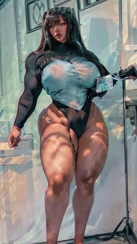 ((Head to toe:1.5)), ((retrato do lado esquerdo do corpo)), duas mulheres Araffe usando micro bikini preto posando para uma foto, corpo grande, pernas longas, exaggeratedly large physique, thicc, absurdly massive physique, poderoso e enorme, huge muscles, massive muscles, beautiful thick female, thicc build, large muscles, veias enormes, Tiro gigante impressionante da deusa, muito lindo. large muscles, grosso, extremely muscular, (seios gigantescos:1.8), ((Seios enormes:1.5)), (quadris de thicc:1.3)